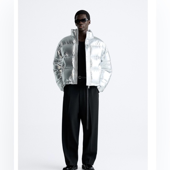 Zara Other - Zara Silver Metallic Puffer Jacket